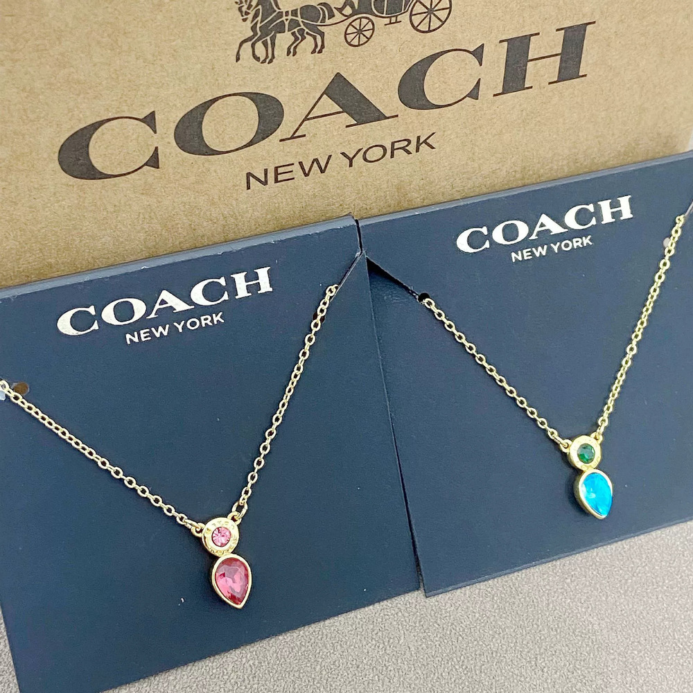 Coach Teardrop Necklace Pink Blue Choker